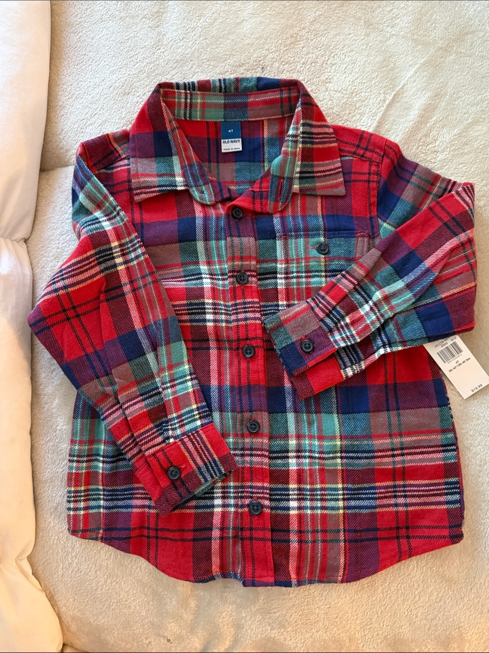 Old Navy Red Blue Green Plaid Button-Up Shirt